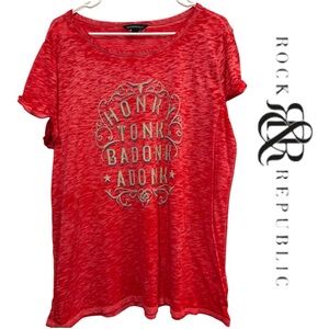 Rock & Republic Red “Honky Tonk Badonkadonk” Graphic T-Shirt, X-Large